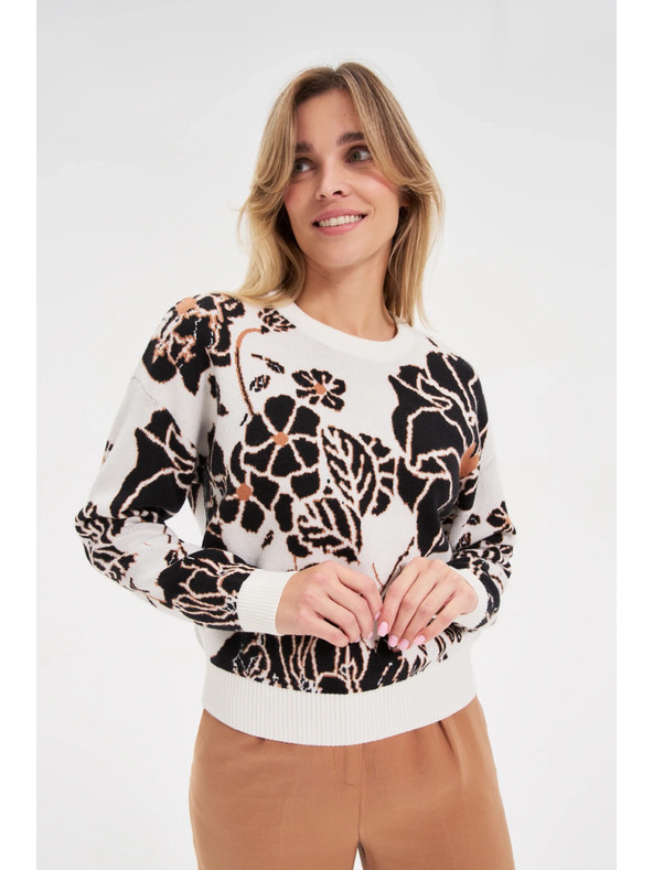 Moodo Бежов суитшърт с цветя Moodo