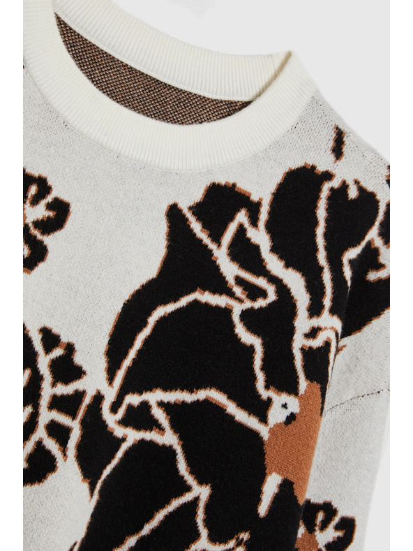 Moodo Бежов суитшърт с цветя Moodo