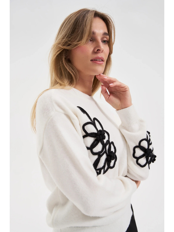 Moodo Бял суитшърт с апликация Moodo