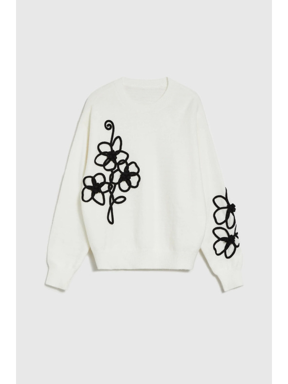 Moodo Бял суитшърт с апликация Moodo