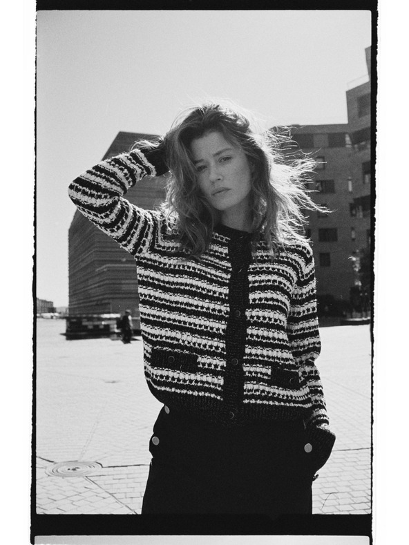 Moodo Черен райета кардиган Moodo