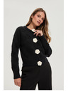 Moodo Черен кардиган с цветна апликация Moodo