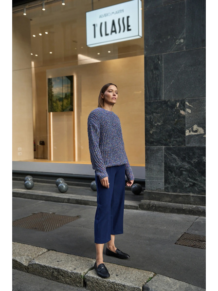 Moodo Тъмносин суитшърт, украсен с цветна нишка Moodo