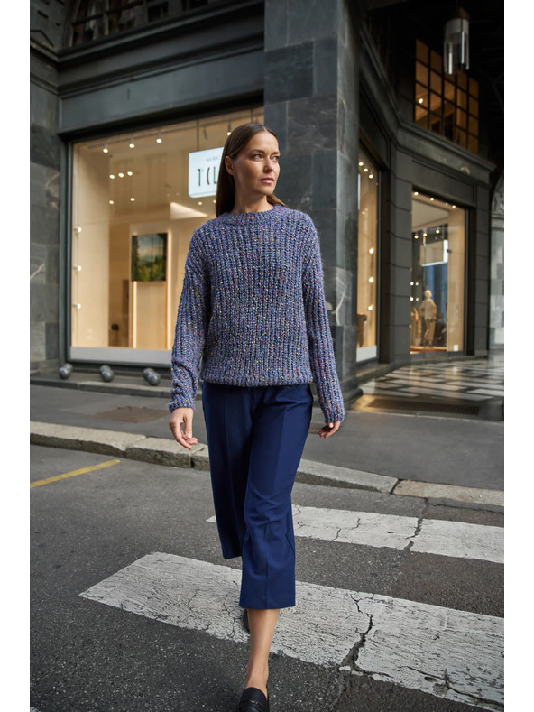 Moodo Тъмносин суитшърт, украсен с цветна нишка Moodo