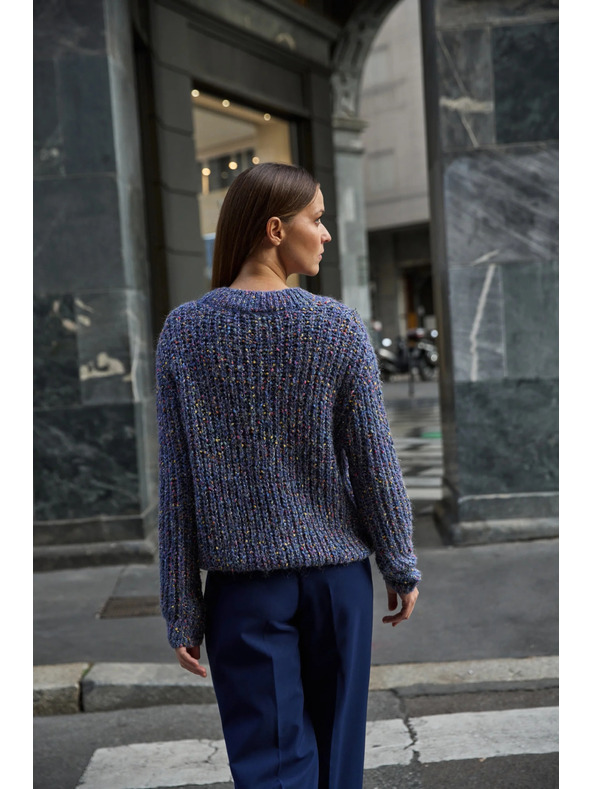 Moodo Тъмносин суитшърт, украсен с цветна нишка Moodo