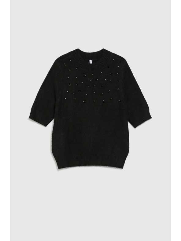 Moodo Черен суитшърт, украсен с мъниста Moodo