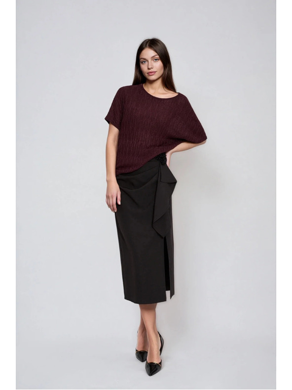 Moodo Кафяв суитшърт с къси ръкави Moodo