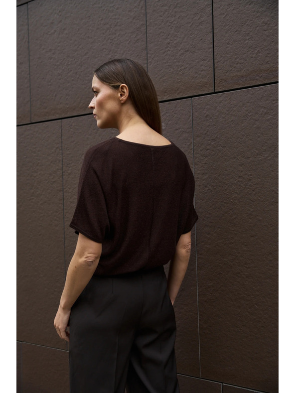 Moodo Кафяв суитшърт с къси ръкави Moodo