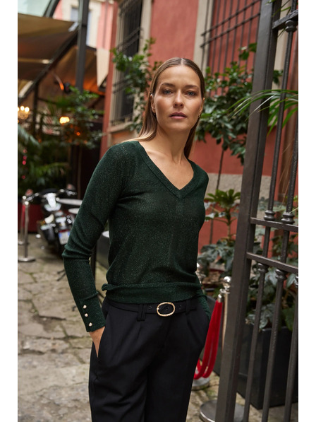 Moodo Зелен суитшърт с металическо влакно Moodo