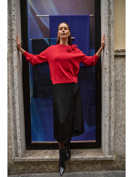 Moodo Суитшърт с роза в червено Moodo