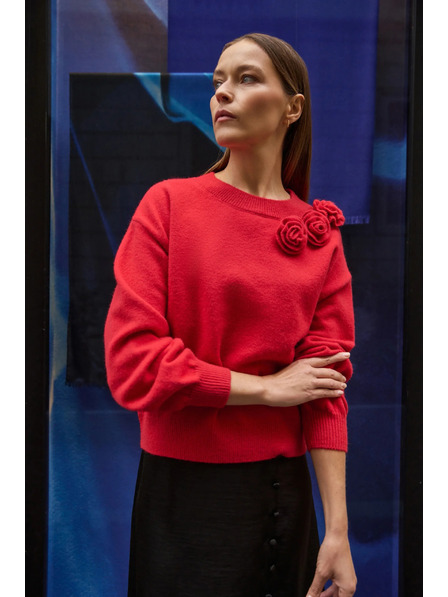 Moodo Суитшърт с роза в червено Moodo