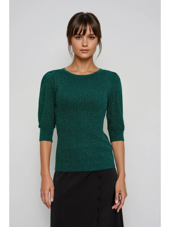 Moodo Зелен суитшърт с обемни ръкави Moodo