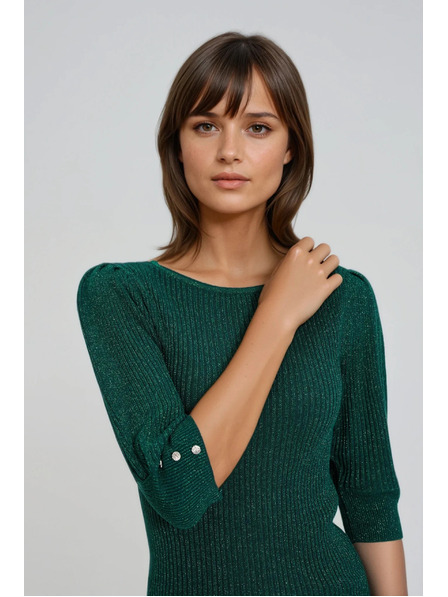 Moodo Зелен суитшърт с обемни ръкави Moodo