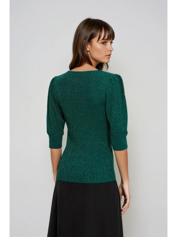 Moodo Зелен суитшърт с обемни ръкави Moodo