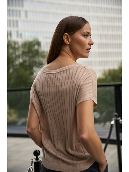 Moodo Суитшърт с къси ръкави бежов Moodo