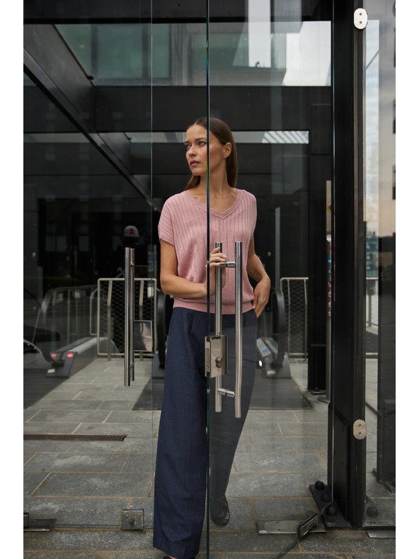 Moodo Розов суитшърт с къси ръкави Moodo