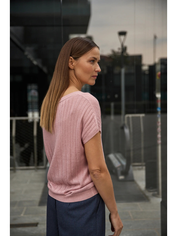 Moodo Розов суитшърт с къси ръкави Moodo