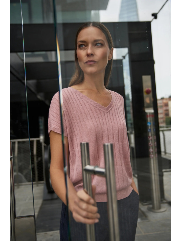 Moodo Розов суитшърт с къси ръкави Moodo