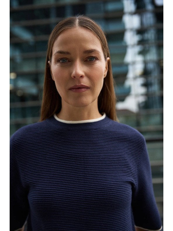 Moodo Тъмносин суитшърт с къси ръкави Moodo