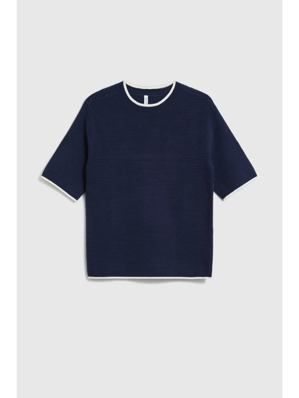 Moodo Тъмносин суитшърт с къси ръкави Moodo