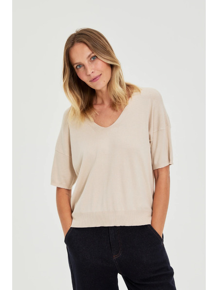 Moodo Суитшърт с къси ръкави бежов Moodo