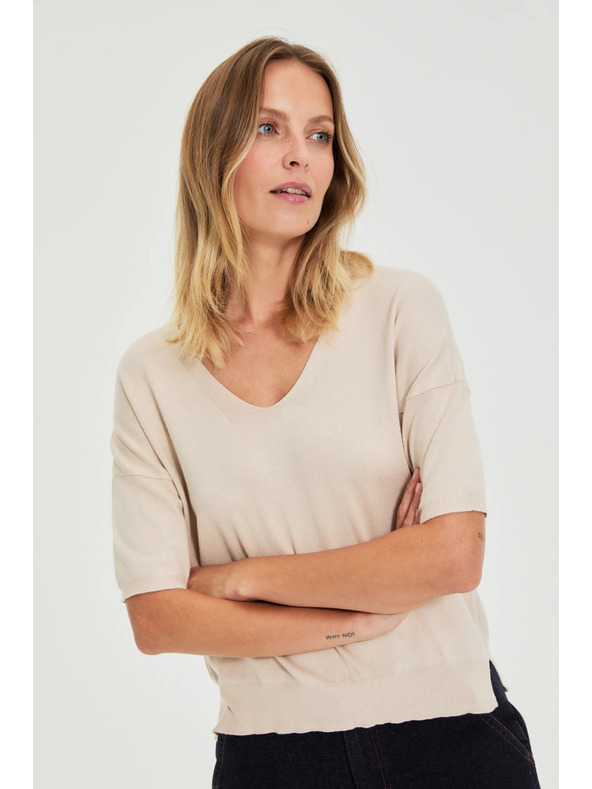 Moodo Суитшърт с къси ръкави бежов Moodo