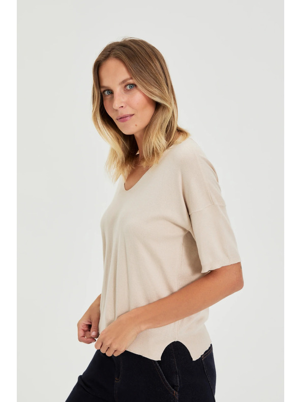 Moodo Суитшърт с къси ръкави бежов Moodo