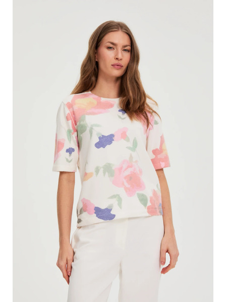 Moodo Суитшърт с цветен принт бял Moodo