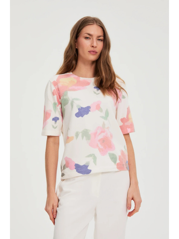 Moodo Суитшърт с цветен принт бял Moodo