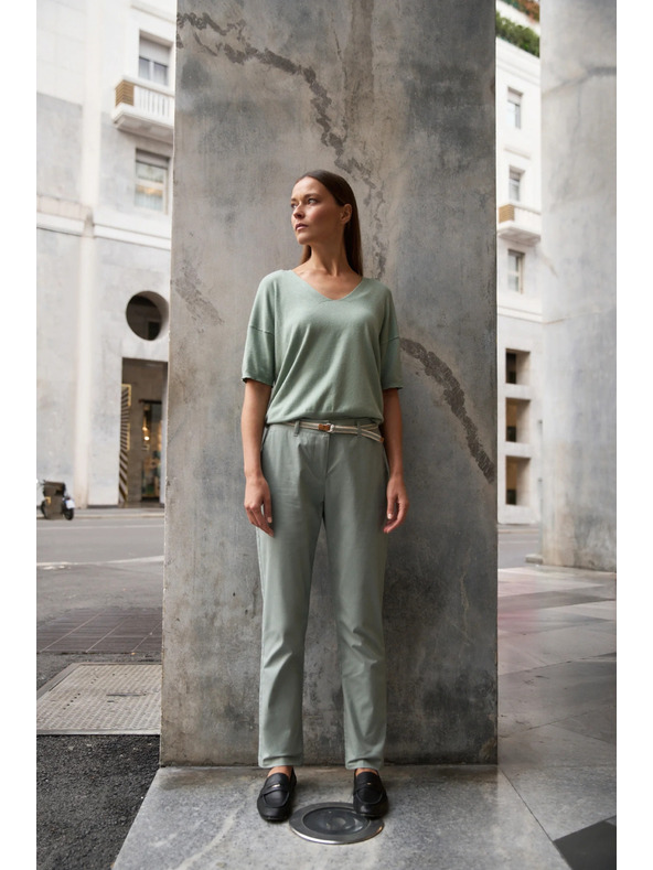 Moodo Маслинен суитшърт с къси ръкави Moodo