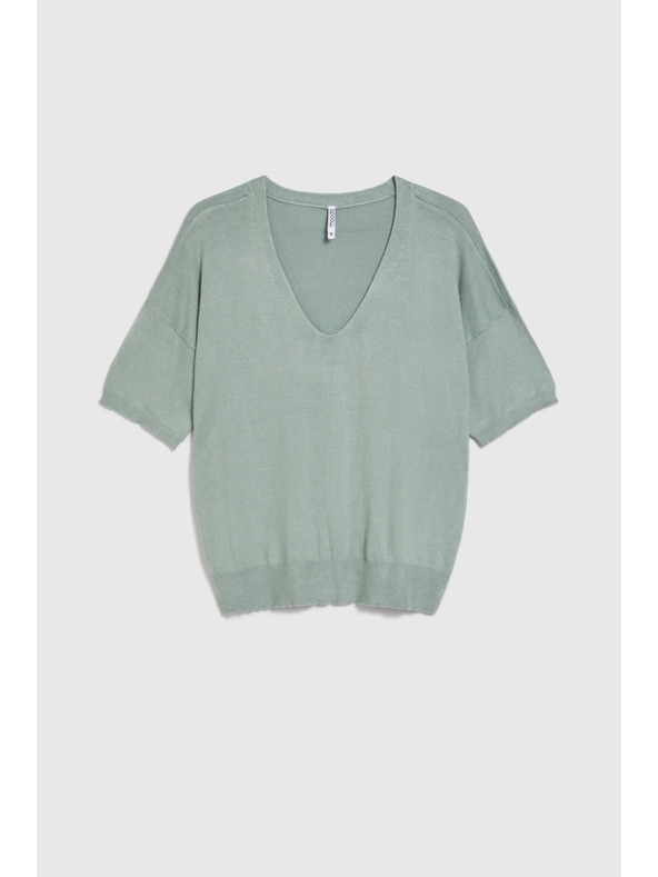 Moodo Маслинен суитшърт с къси ръкави Moodo