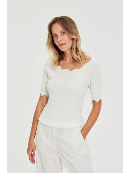 Moodo Прилепнал бял суитшърт Moodo