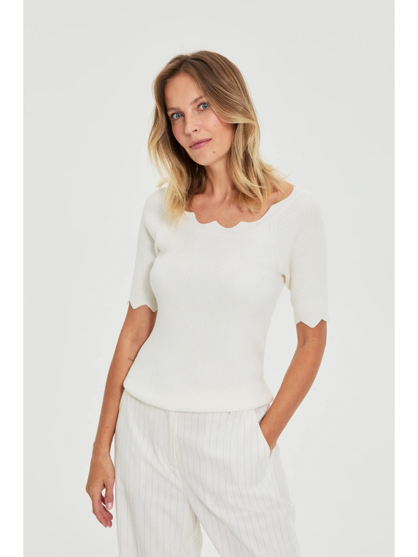 Moodo Прилепнал бял суитшърт Moodo