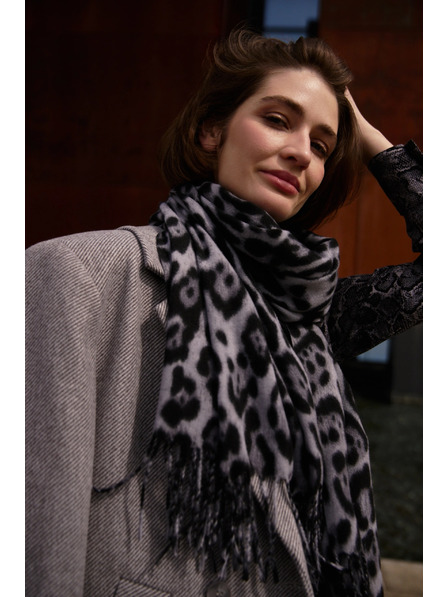 Moodo Шал в леопардов принт сив Moodo