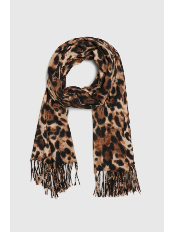 Moodo Шал в леопардов принт с ресни кафяв Moodo