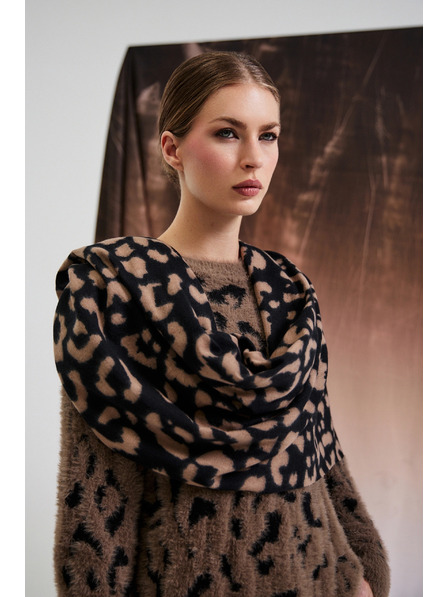 Moodo Кафяв шал с леопардов десен Moodo