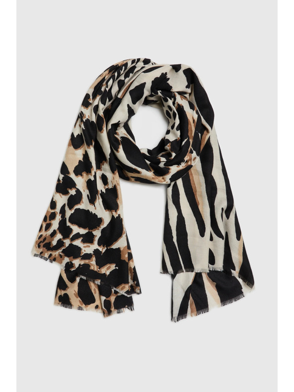 Moodo Шал с животински печат бежов Moodo