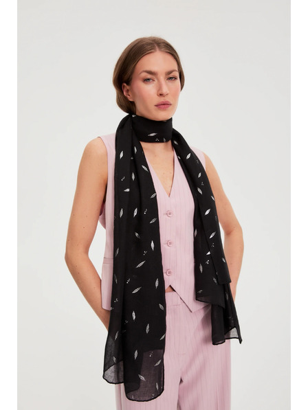 Moodo Шал с металически печат черен Moodo