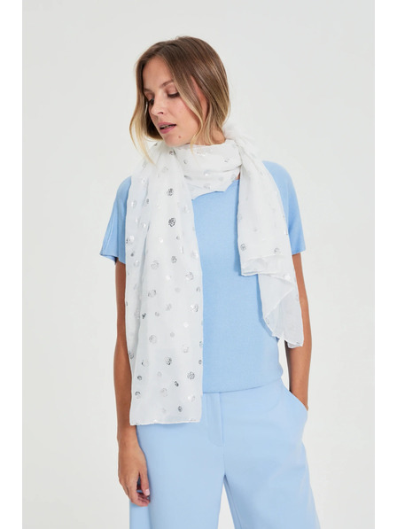 Moodo Шал с печат бял Moodo