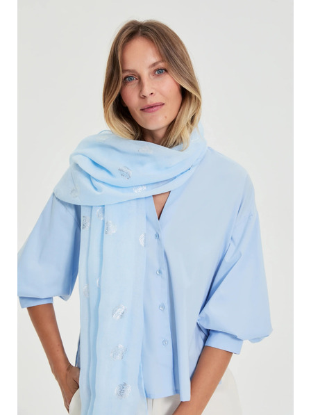 Moodo Шал с метален печат в синьо Moodo