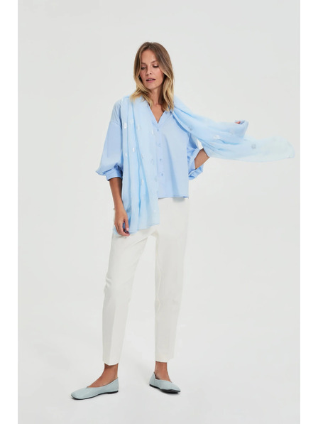 Moodo Шал с метален печат в синьо Moodo