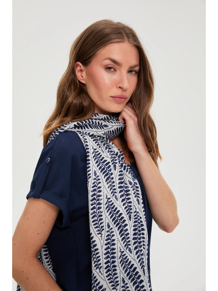 Moodo Шал с растителен десен в тъмносиньо Moodo