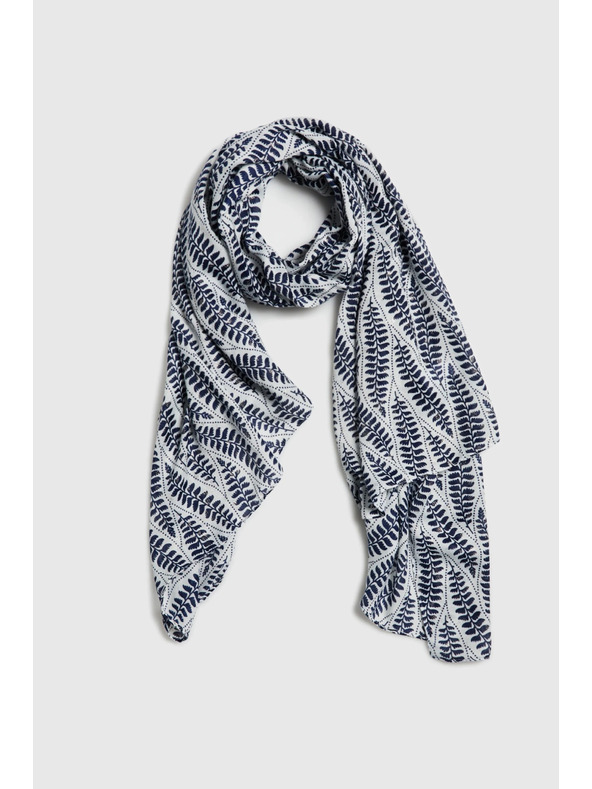 Moodo Шал с растителен десен в тъмносиньо Moodo