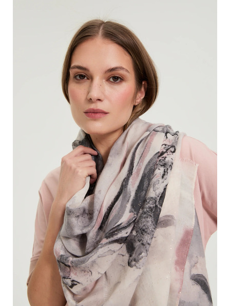 Moodo Щампован шал в розово Moodo