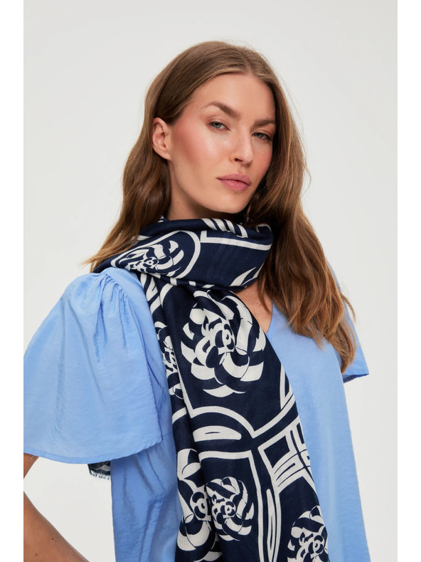 Moodo Шал с цветен десен в тъмносиньо Moodo