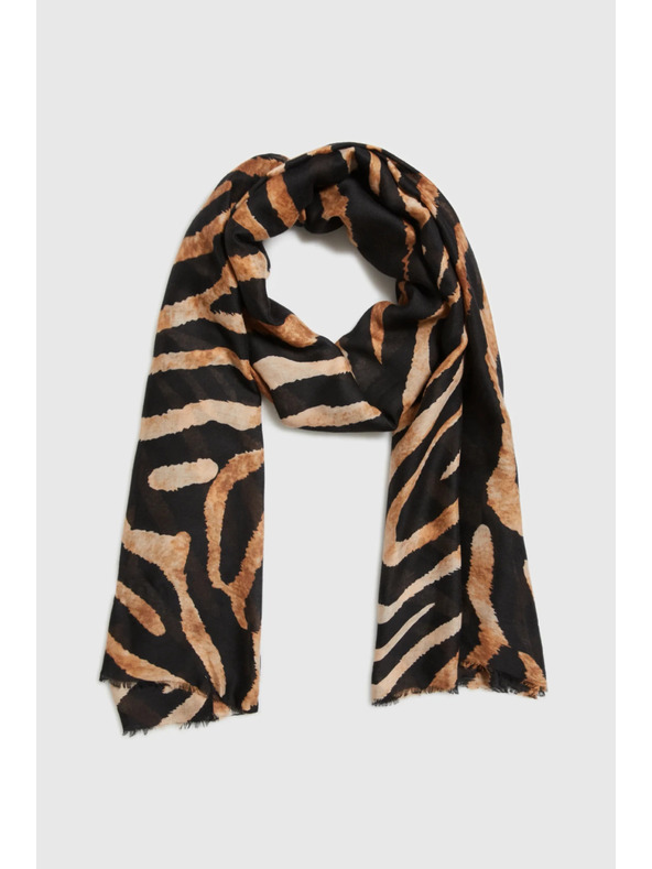 Moodo Шал с животински десен в черно Moodo