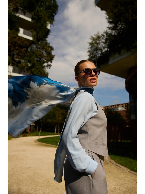 Moodo Шал с цветен десен в светлосиньо Moodo