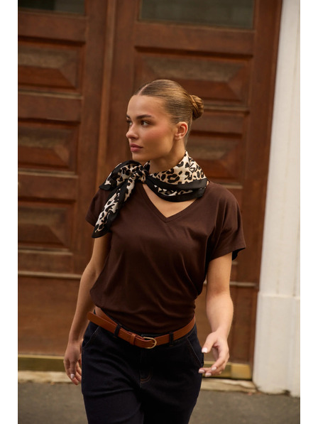 Moodo Шал с леопардов десен в кафяво Moodo