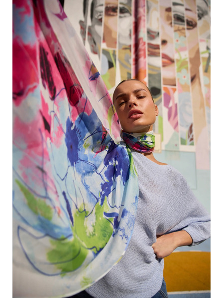 Moodo Щампован шал син Moodo