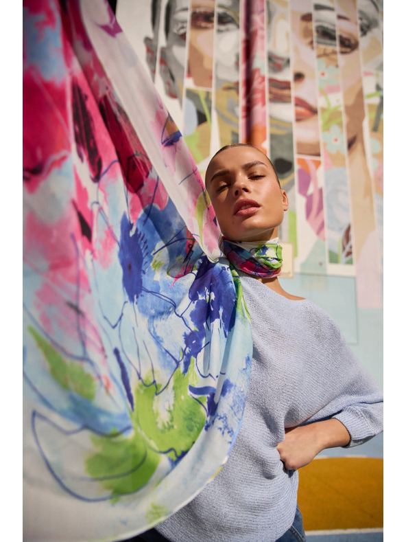 Moodo Щампован шал син Moodo